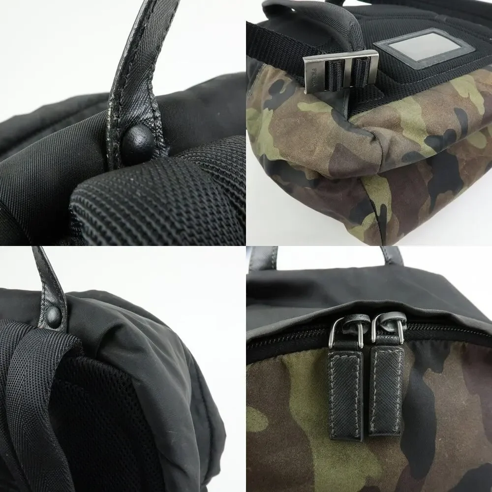Prada Triangle Logo Nylon Leather Backpack Multicolor